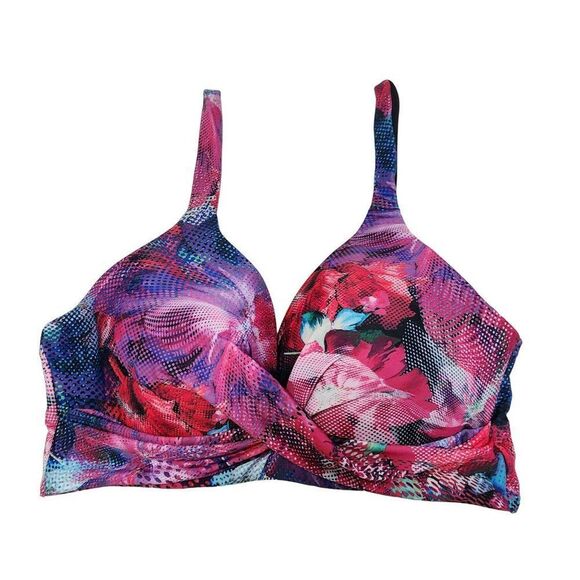 Go by Gossip Floral Molded Multicolor Bra Swim Bikini Top Size L‎ - Picture 11 of 11
